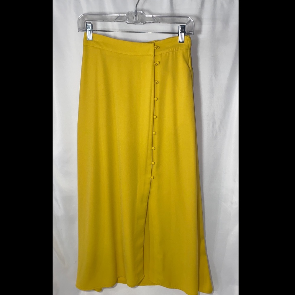 New Day Yellow Maxi Skirt w Button Up Front